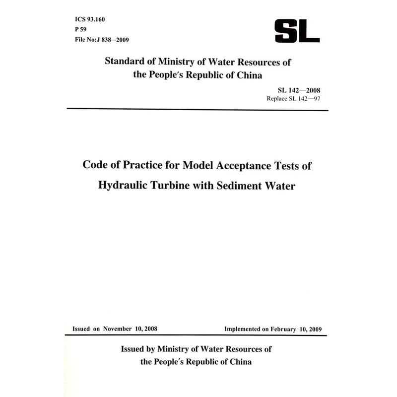 Code of Practice of Model Acceptance Tests of Hydraulic Tur